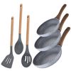 Set 3 Sartenes Aluminio San Ignacio Ø22 Ø26 Y Ø28 + Utensilios Cocina