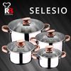 3 Sartenes Con Bateria De Cocina 8 Piezas De Acero Inox. Bergner Flash