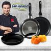 Set Cocina 5 Piezas S.ignacio + 3 Sartenes Aluminio Negro Antiadherente Inducción.