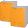 Set De 2 Papeleras De Reciclaje En Polipropileno Naranja, Con Depósito 20l