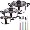 Set Cocina: Batería 5 Pzas. San Ignacio Y Cubiertos 24 Pzas. Ac. Inox. Varios Colores.