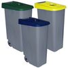 3 Cubos De Reciclaje Plástico Denox Con Ruedas Verde/amarillo/azul