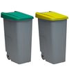 2 Cubos De Reciclaje Plástico Denox Con Ruedas Verde/amarillo