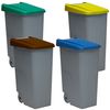 4 Cubos De Reciclaje Plástico Denox Con Ruedas Verde/amarillo/azul/marrón