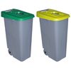 2 Cubos Reciclaje Plástico Denox Con Tapa Abierta Verde/amarillo
