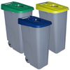 3 Cubos De Reciclaje Plástico Denox Con Tapa Abierta Verde/amarillo/azul