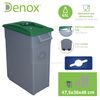 2 Cubos De Reciclaje Plástico Denox Con Tapa Abierta Y Ruedas 65l C/u