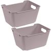 2 Cajas De Almacenamiento Plástico Keeeper Lotta 19,5x14x10 Cm Gris