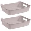 2 Cajas De Almacenamiento Plástico Keeeper Lotta 28x21x6,5 Cm Gris