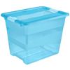 2x Cubo De Almacenaje Con Tapa, Plástico, Azul Transparente, 24 L