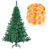 Abeto De Navidad Verde 150 Cm + 1 Guirnalda Cobre Blanco 100 Led 8 Funciones Luz Cálida