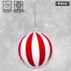 Pack Decoración Navidad: Abeto Blanco 70 Cm + 6 Bolas Navidad Rayas Blanca Y Roja.