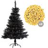 Abeto Navidad Negro 210 Cm + 2 Guirnaldas Led Exterior