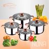 Set Cocina San Ignacio Premium Nona: Acero Inoxidable, Sartenes 18/22 Cm Y Grill Aluminio.