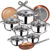 12 Pzs Cassel San Ignacio, Sartenes Bergner Chef Copper Plus, Acero Inoxidable Y Aluminio.