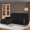 Funda De Sofá Chaise-longue 2 Plazas Elegant Reversible- Adaptable A Ambos Lados Negro