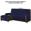 Funda De Sofá Chaise-longue 4 Plazas Elegant Reversible- Adaptable A Ambos Lados Azul