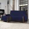 Funda De Sofá Chaise-longue 4 Plazas Elegant Reversible- Adaptable A Ambos Lados Azul