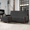 Funda Sofá Chaise-longue 4 Plazas Elegant Reversible- Adaptable A Ambos Lados Gris Oscuro