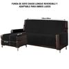 Funda De Sofá Chaise-longue 4 Plazas Elegant Reversible- Adaptable A Ambos Lados Negro