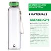 Set De 3 Botellas De Agua Con Tapa Verde Borosilicato Casa Benetton 550 Ml C/u