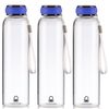 Set De 3 Botellas De Agua Con Tapa Azul Borosilicato Casa Benetton 550 Ml C/u