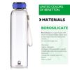 Set De 3 Botellas De Agua Con Tapa Azul Borosilicato Casa Benetton 550 Ml C/u