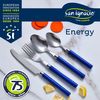 Pack Jamonero Masterpro Y Set 24pcs Cubertería Acero Inoxidable Mango Azul Energy