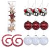 Pack Decorativo Rojo/plata/blanco: 6 Estrellas Navidad + 3 Bola Cristal 100 Mm.