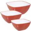 3 Ensaladeras Cuadradas De Poliestireno Wellhome 14 Cm,  Cm Y 25 Cm Rojo