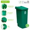 Contenedor Wellhome Reciclo 110 Litros, Cerrado Con Tapa, Ideal Para Reciclaje De Vidrio, Con Ruedas + 3x Bolsas De Basura De 10 Unidades|ø51,5x67 Cm