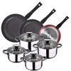 Pack De 3 Sartenes Ø20/24 Y 28 Cms + Batería De Cocina De 8pc En Acero Inoxidable