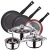 Pack De 3 Sartenes Ø20/24 Y 28 Cms + Batería De Cocina De 5pc En Acero Inoxidable