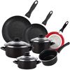 Pack De 3 Sartenes San Ignacio  Ø16cm Ø20cm Ø24cm + Batería De Cocina De 7 Piezas En Acero Vitrificado