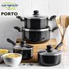 Pack De 3 Sartenes San Ignacio  Ø16cm Ø20cm Ø24cm + Batería De Cocina De 8 Piezas Con Tapas