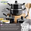 Pack De 3 Sartenes San Ignacio  Ø16cm Ø20cm Ø24cm + Batería De Cocina De 8 Piezas Con Tapas