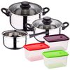 Pack Batería De Cocina 5 Piezas + Set De 3pc De Herméticos Plástico