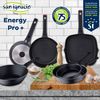 Set 4 Sartenes Con Wok Y Asador Aluminio Fundido San Ignacio Energy Pro