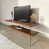 Mesa Tv De Madera De Pino Macizo Wellhome 120 X 45 X 35 Cm Nogal