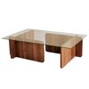 Mesa Auxiliar De Vidrio Templado Wellhome 68x110x8,5 Cm Nogal