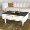 Mesa Auxiliar De Aglomerado Wellhome 96x65,5x13,8 Cm Blanco, Oro Y Negro