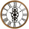 Reloj Mecánico  Retro En Metal Y Madera Wellhome Ø 70cm Negro