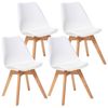 Set De 4 Sillas "baya" Blanco, Patas Madera De Haya