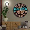 Reloj Decorativo Mdf Azul Y Ocre