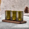 Candelero De Cristal Con Tabla De Madera Wellhome