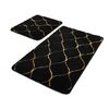 Set 2 Alfombras De Baño Negro Y Oro Wellhome