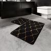 Set 2 Alfombras De Baño Negro Y Oro Wellhome