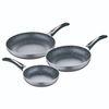 Set 3pc Sartenes Aluminio Prensado Negras + Set 3pc Utensilios Cocina Nylon.