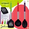 Set 3pc Sartenes Aluminio Prensado Negras + Set 3pc Utensilios Cocina Nylon.