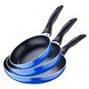 Set Sartenes Aluminio Inducción Azul Navy Con Utensilios Cocina Silicona Madera.